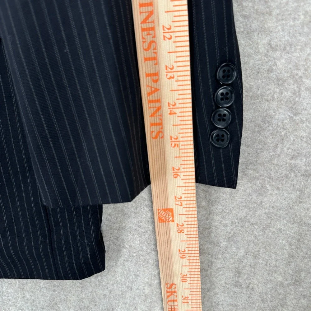 Linea Uomo Suit Jacket Mens 50R Black Pinstripe 100% Wool 3-Button Blazer